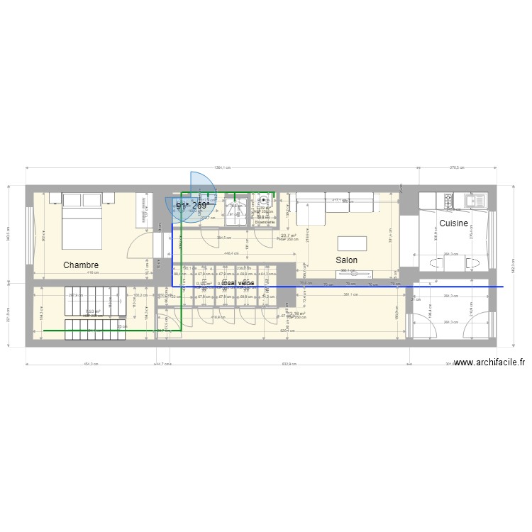 Studio 2. Plan de 10 pièces et 58 m2