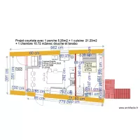 plan courtote apr&egrave;s  travaux avec cuisine + chambre sdb petite