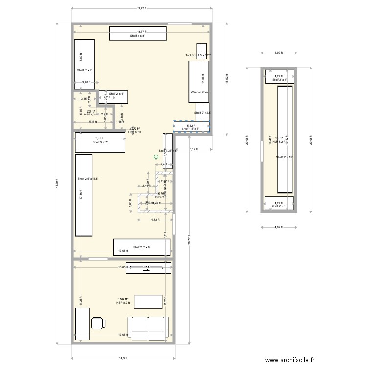 Office Basement5. Plan de 5 pièces et 69 m2