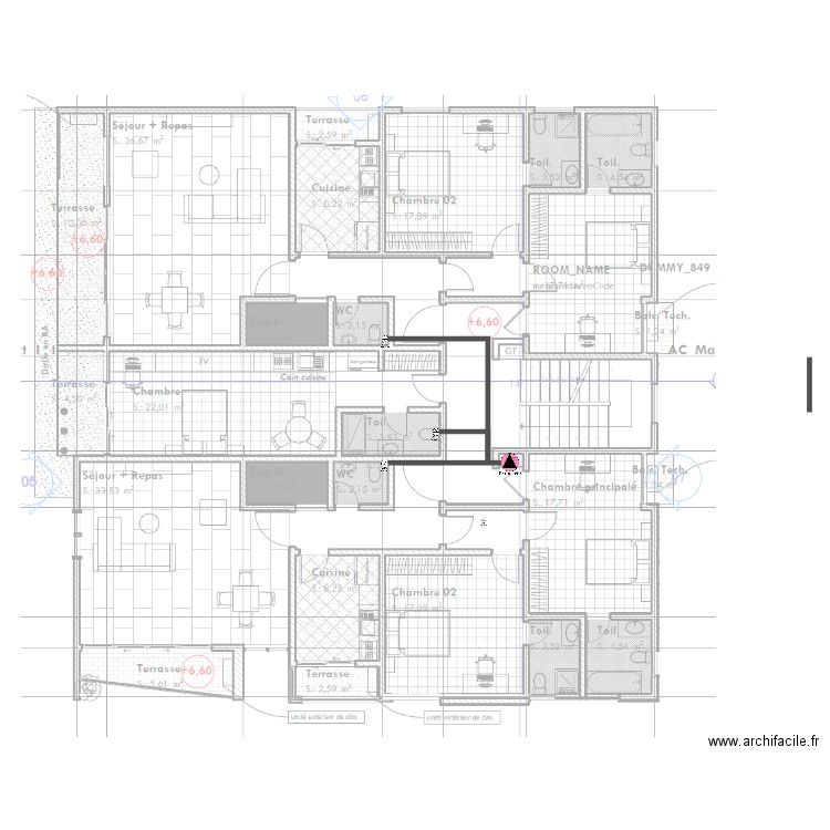 Ventilation immeuble TANAZOU Etage 2 et 3. Plan de 0 pièce et 0 m2