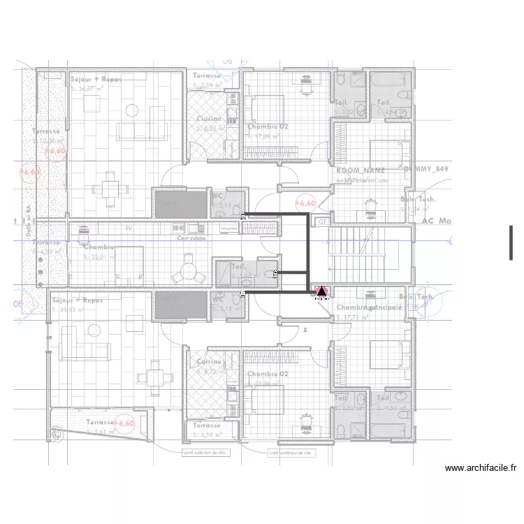 Ventilation immeuble TANAZOU Etage 2 et 3. Plan de 0 pièce et 0 m2