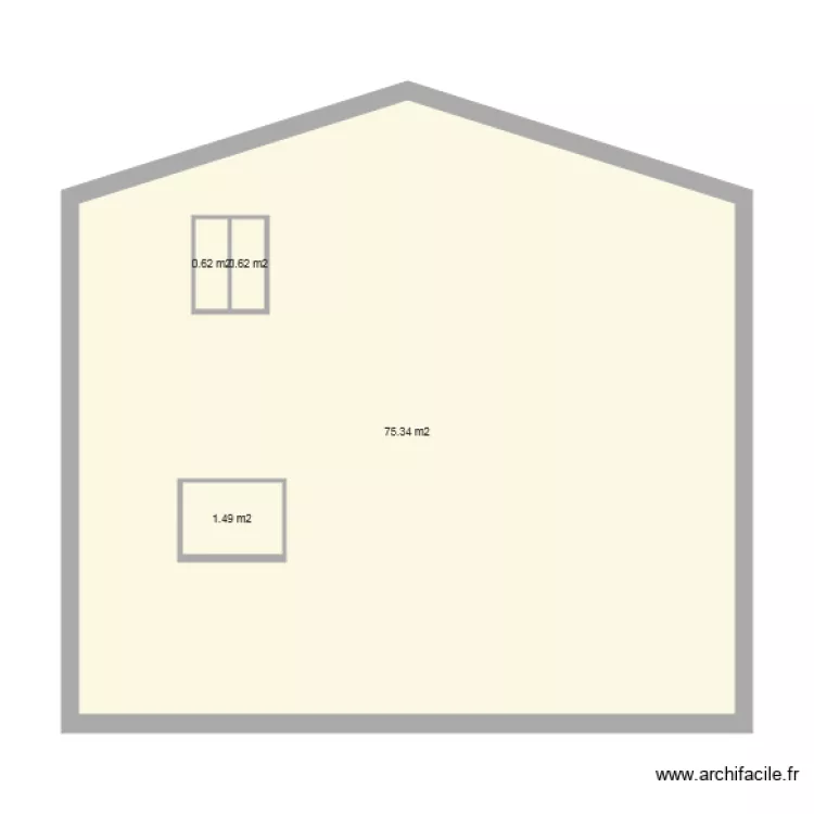 facade sur terrasse brique rouge origine. Plan de 