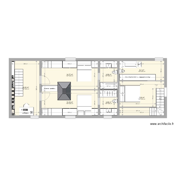 la colombière étage. Plan de 7 pièces et 73 m2