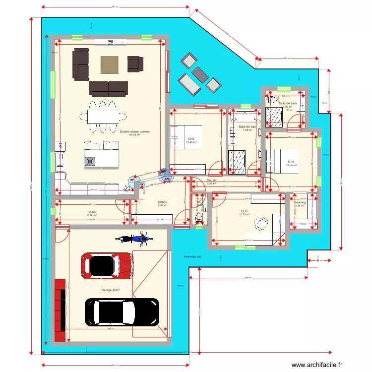 Plan Perso III 127 m2 . Plan de 