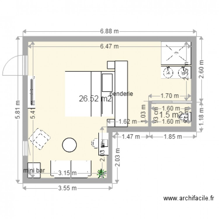 chambre hotel 25. Plan de 0 pièce et 0 m2