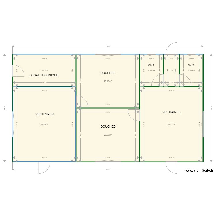 Vestiaires Douches Plaine des Jeux. Plan de 0 pièce et 0 m2