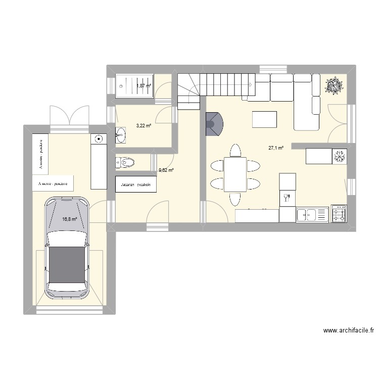 maison-v2. Plan de 5 pièces et 59 m2