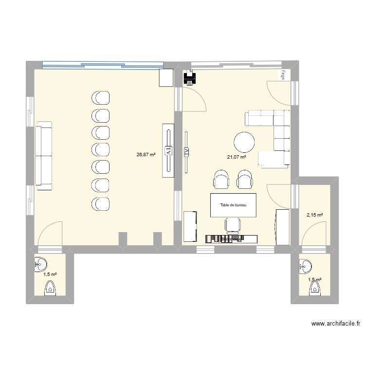 Plan 2. Plan de 5 pièces et 53 m2