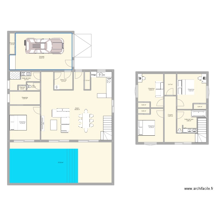 Maison Novalaise. Plan de 20 pièces et 240 m2