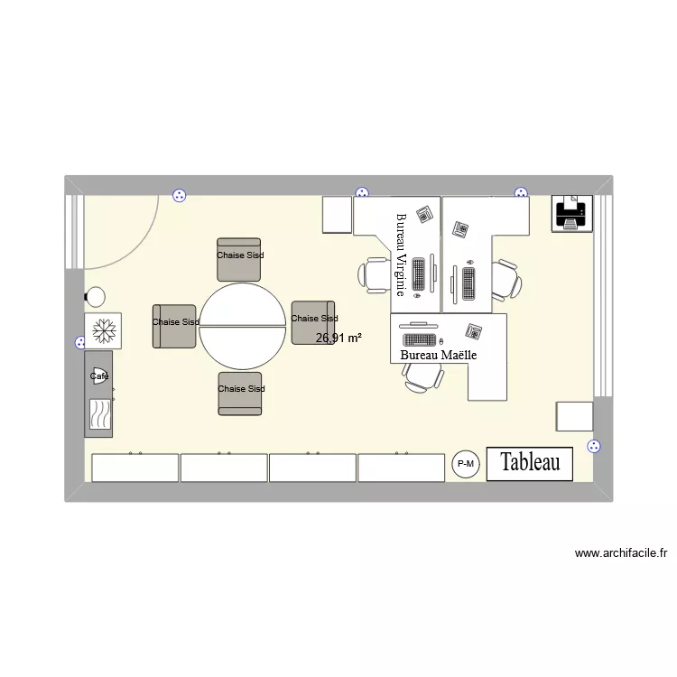 Plan avec petite table réunion full 2. Plan de 1 et 27 m² Plan avec petite table réunion full 2. Plan de 1 et 27 m²