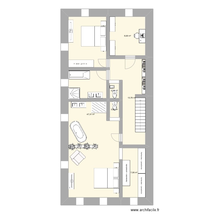 Etage vide. Plan de 0 pièce et 0 m2