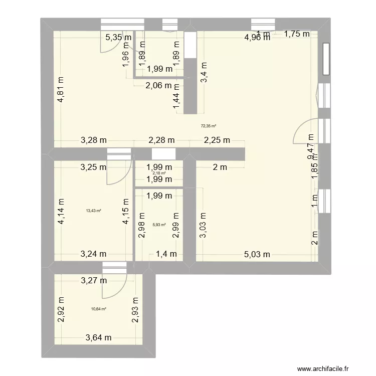 Mado rez de chauss&eacute;e cotes. Plan de 