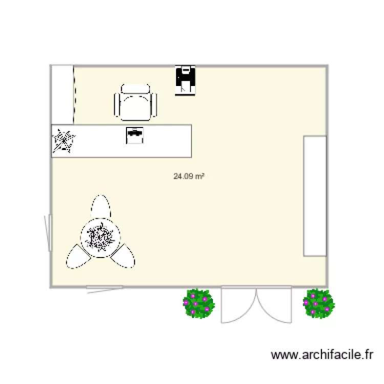 Accueil 25m2. Plan de 