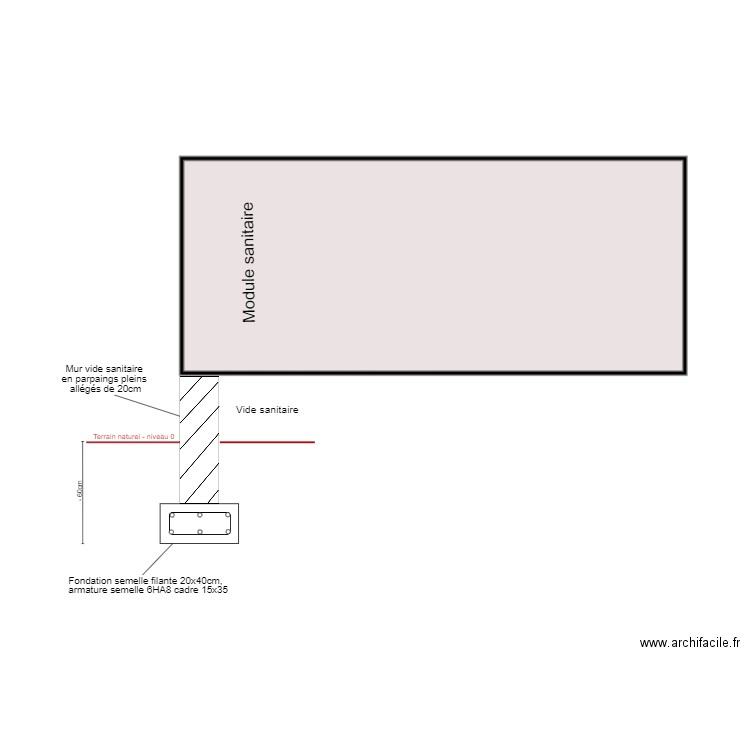 coupe fondation tauziet. Plan de 0 pièce et 0 m2