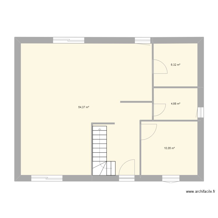 RDC 3. Plan de 4 pièces et 75 m2