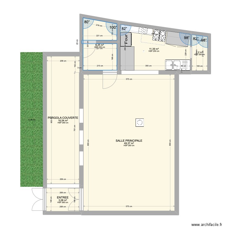 sole e pasta. Plan de 6 pièces et 89 m2