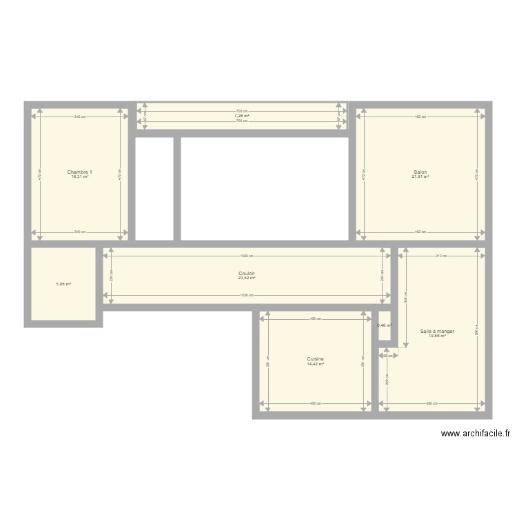 Crétêts 89 003. Plan de 8 pièces et 107 m2