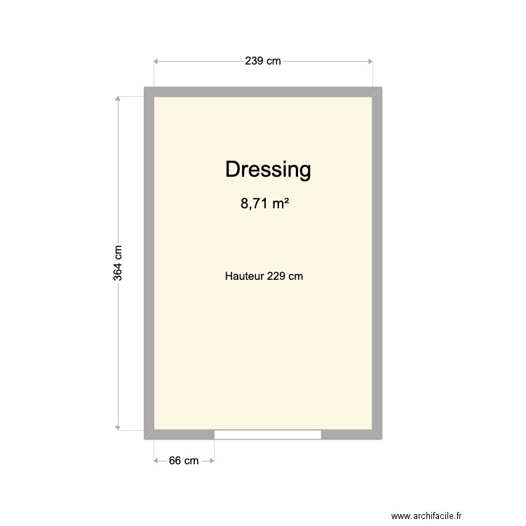 Dressing. Plan de 1 pièce et 9 m2