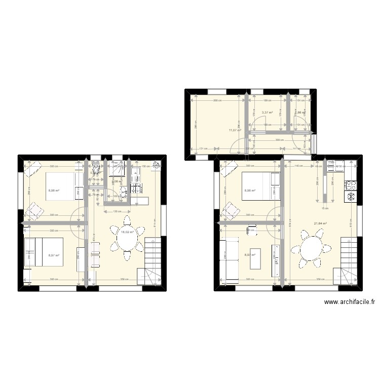 ST GILDAS Avec extension. Plan de 11 pièces et 95 m2