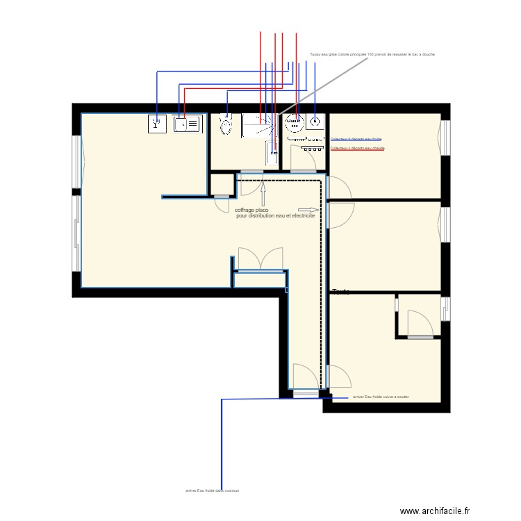 appart guillaume  plan plomberie 2. Plan de 0 pièce et 0 m2