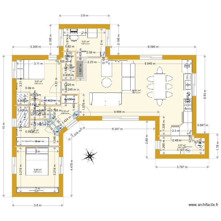 Projet 80 m2 2 ch 2 SDB bureau ES 97 M2. Plan de 0 pièce et 0 m2