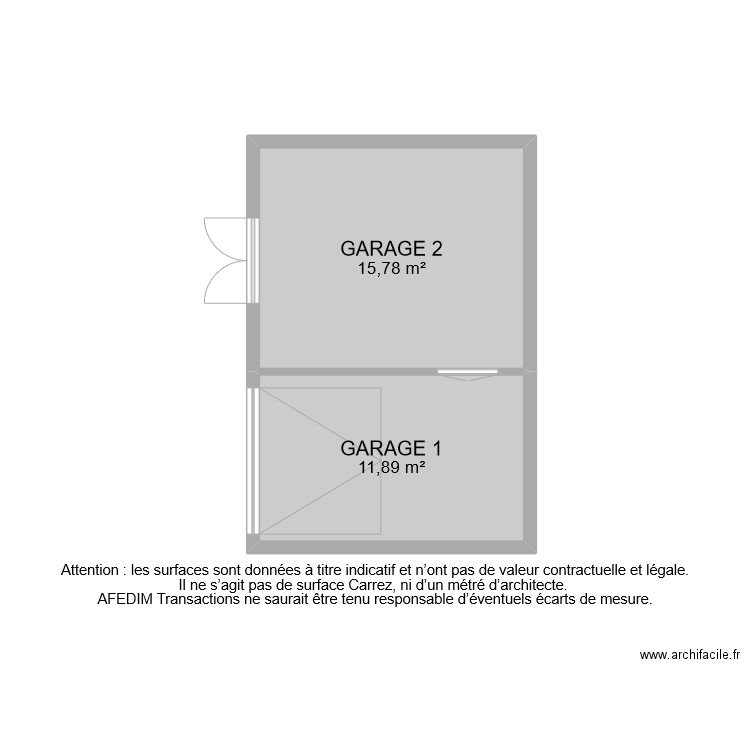 BI 9598 GARAGES. Plan de 2 pièces et 28 m2