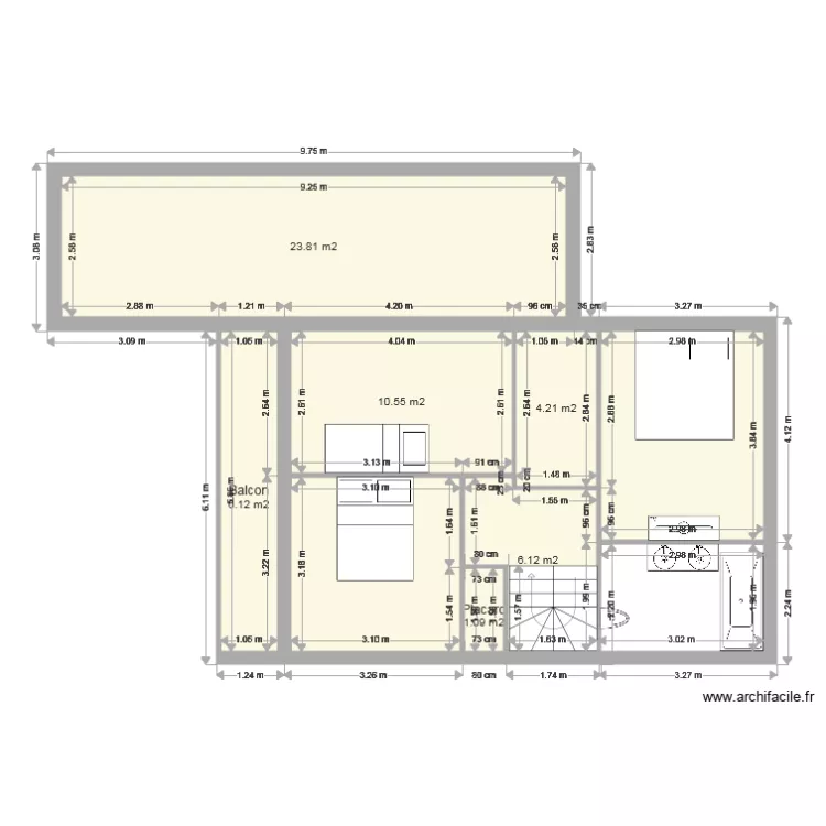 Plan 1er Etage avec extention. Plan de 
