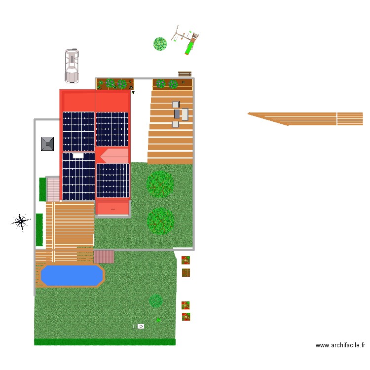 piscine horizontal. Plan de 2 pièces et 157 m2