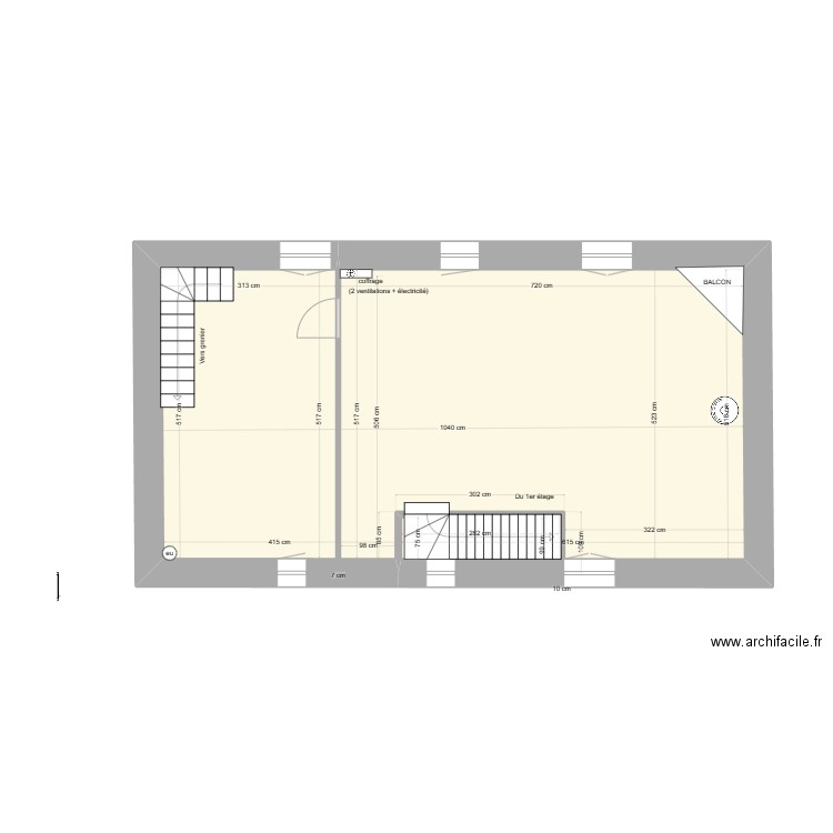 2EME ETAGE 042022. Plan de 1 pièce et 53 m2