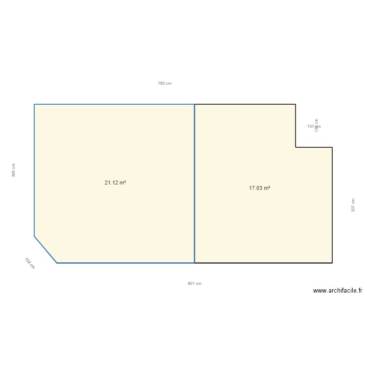 Michelin Prades. Plan de 2 pièces et 38 m2