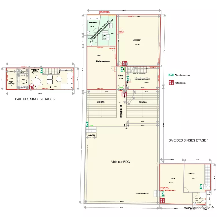 Baie des singes &eacute;tage et acc&egrave;s loge Dernier 4. Plan de 