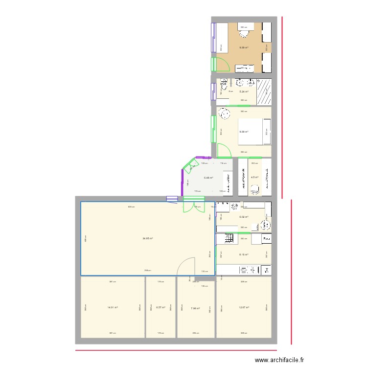 Maison avec agrandissement. Plan de 0 pièce et 0 m2