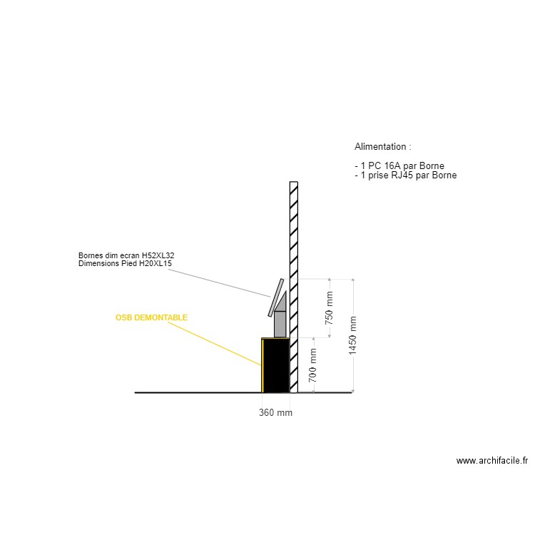 COUPE MUR BORNES. Plan de 0 pièce et 0 m2