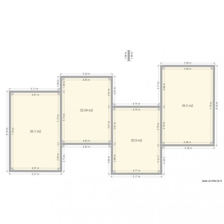 plan JF 1. Plan de 0 pièce et 0 m2