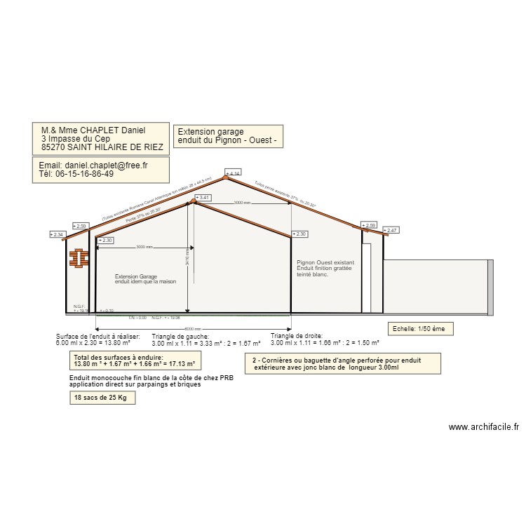 Enduit Garage Pignon Ouest . Plan de 0 pièce et 0 m2
