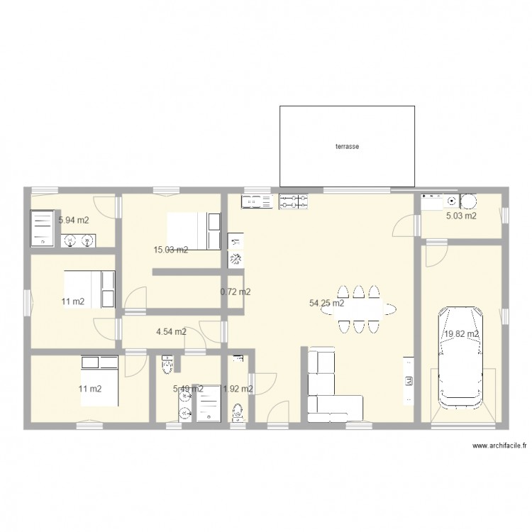 plan de maison 135 m2