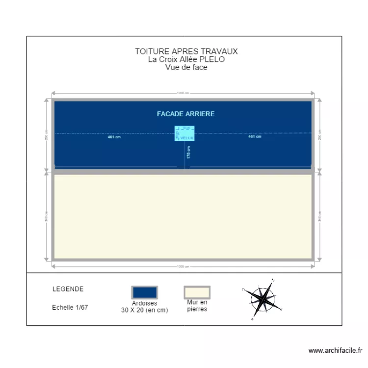 FACADE ARRIERE APRES TRAVAUX. Plan de 