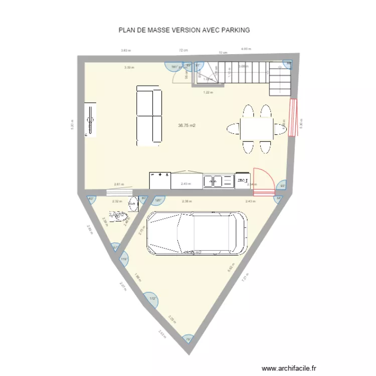 RENANCOURT projection rez de chauss&eacute;e VERSION SIMPLE. Plan de 