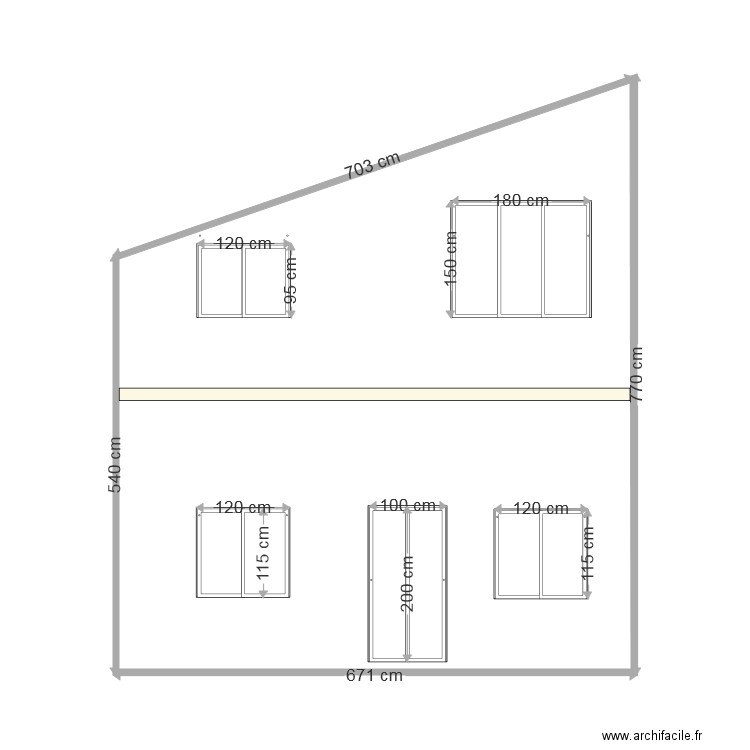 Facade OUEST BATIMENT avec ouvertures et dimensions DP 2021. Plan de 0 pièce et 0 m2