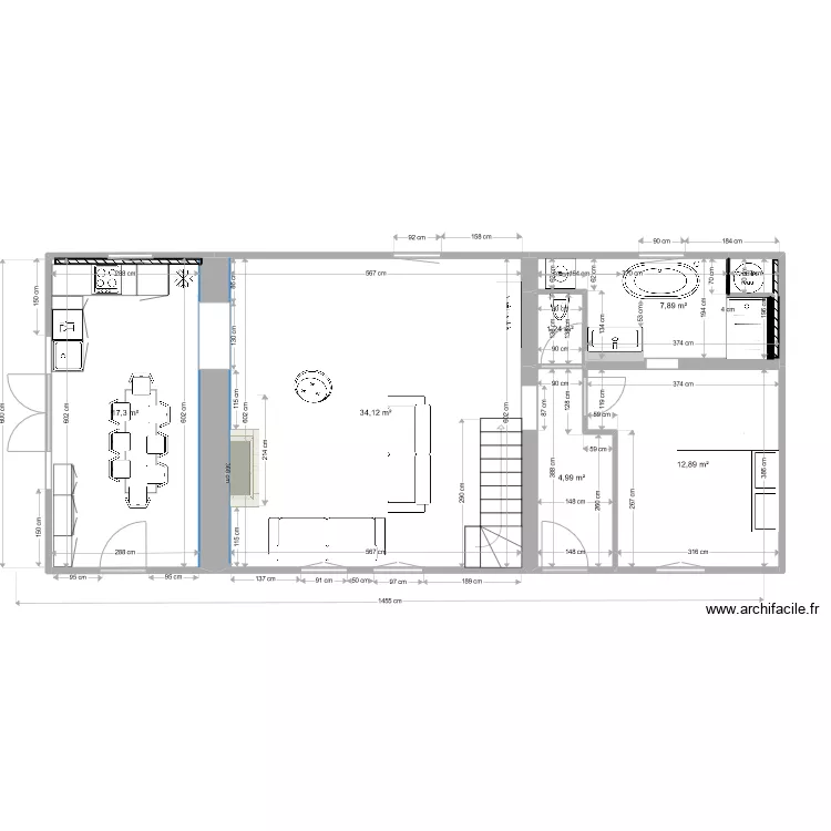 La Poupeliniere RDC cot&eacute;. Plan de 