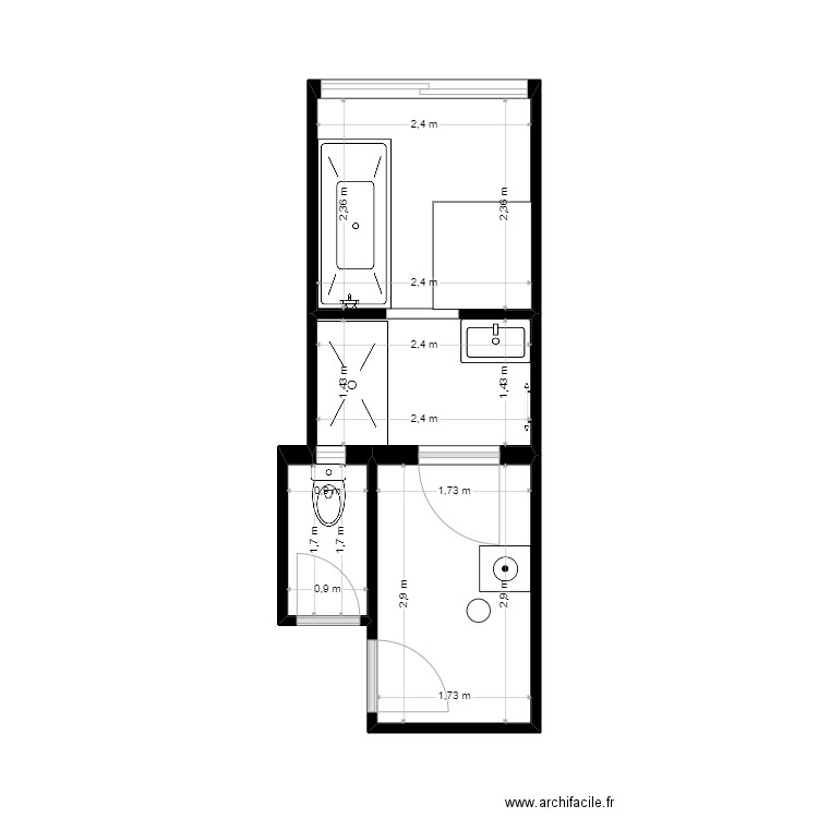 seg. Plan de 4 pièces et 16 m2