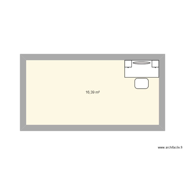 Chambre test. Plan de 1 pièce et 16 m2