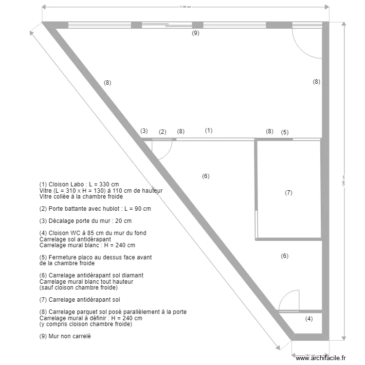 Boucherie Cloison. Plan de 