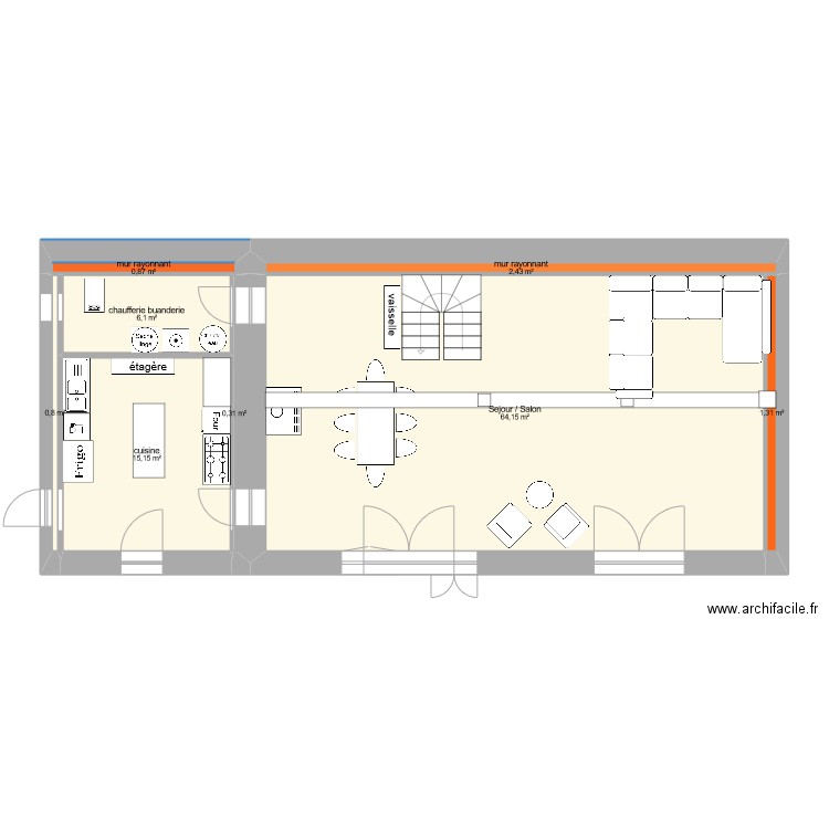 MAISON DE FAMILLE projet 1 meublé. Plan de 21 pièces et 188 m2