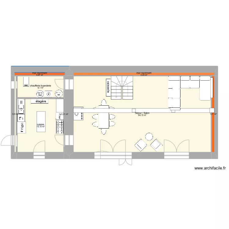MAISON DE FAMILLE projet 1 meubl&eacute;. Plan de 