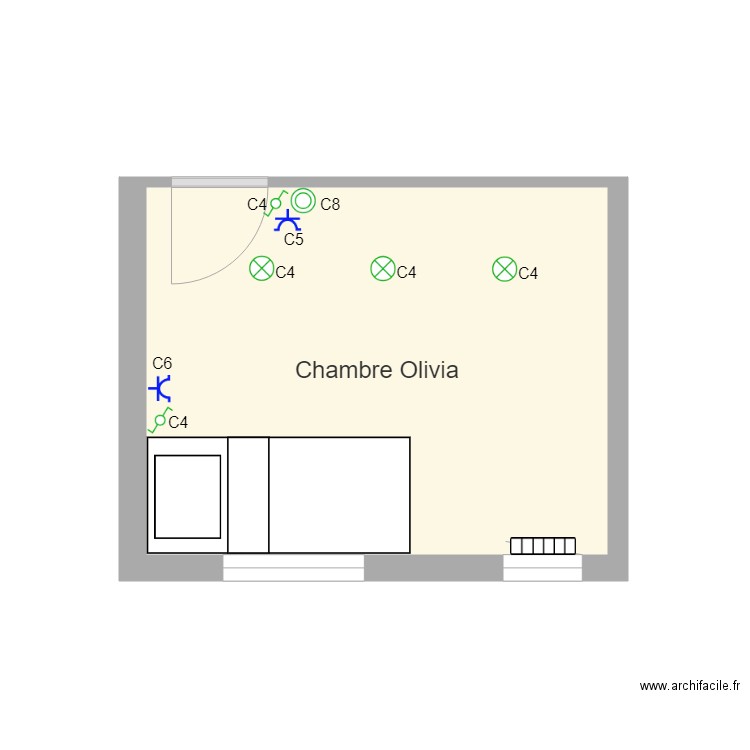 Chambre Olivia électricité. Plan de 0 pièce et 0 m2