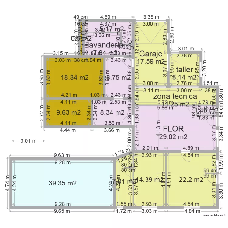Plan garage et sous sol. Plan de 