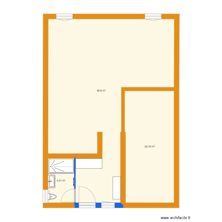 NOLIX EXTENSION mesures. Plan de 3 pièces et 81 m2