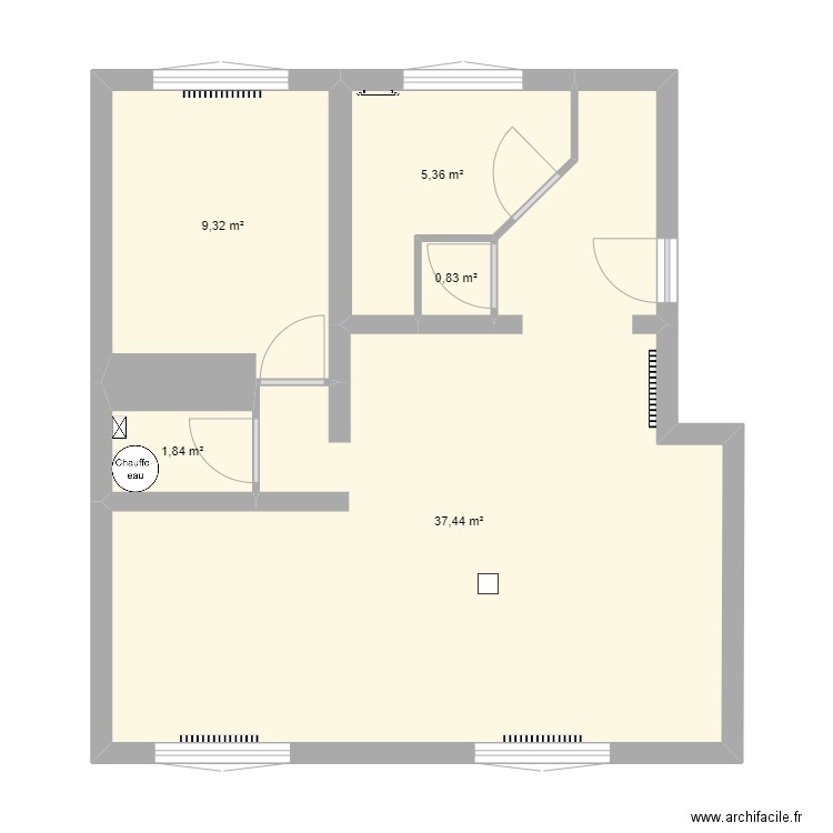 gorgette's house. Plan de 5 pièces et 55 m2