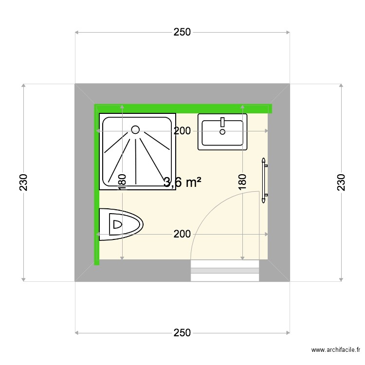 SDD. Plan de 1 pièce et 4 m2